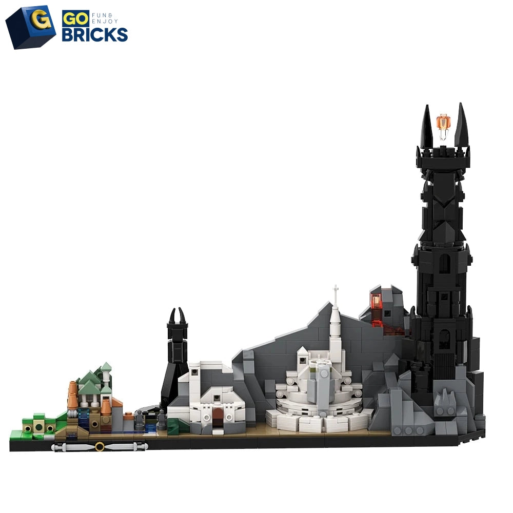 Gobricks MOC Lord Of The Rings Skyline Architecture  Model Town Street View House Building Blocks