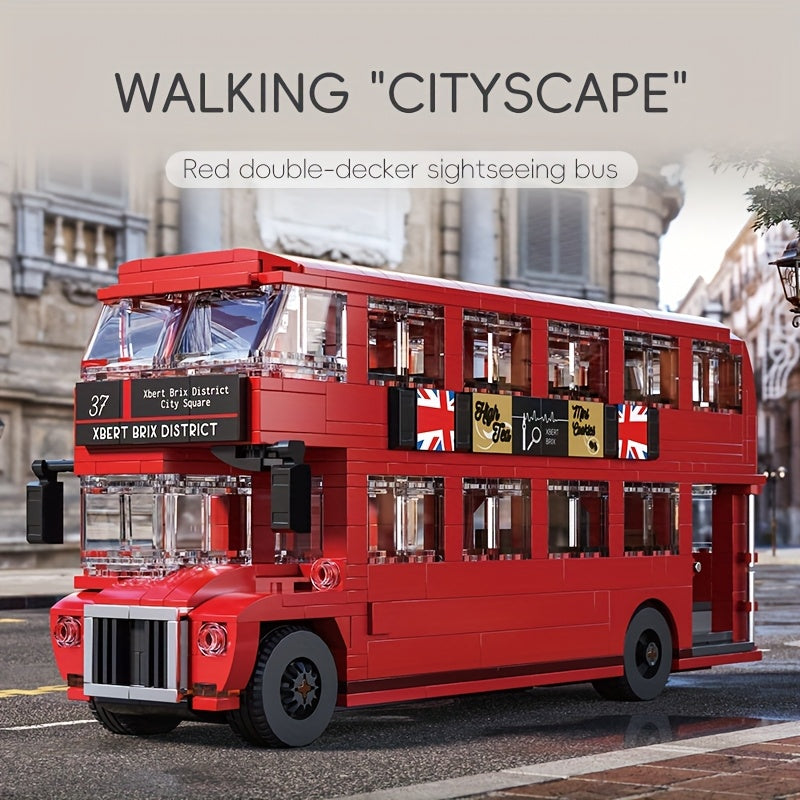 Vintage Double Decker Bus Building Blocks Set