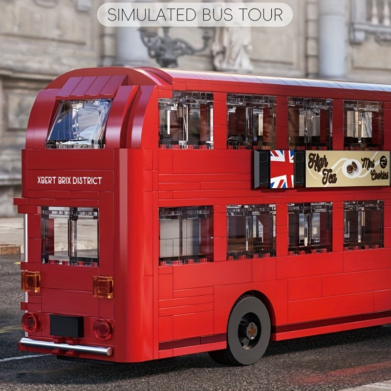 Vintage Double Decker Bus Building Blocks Set