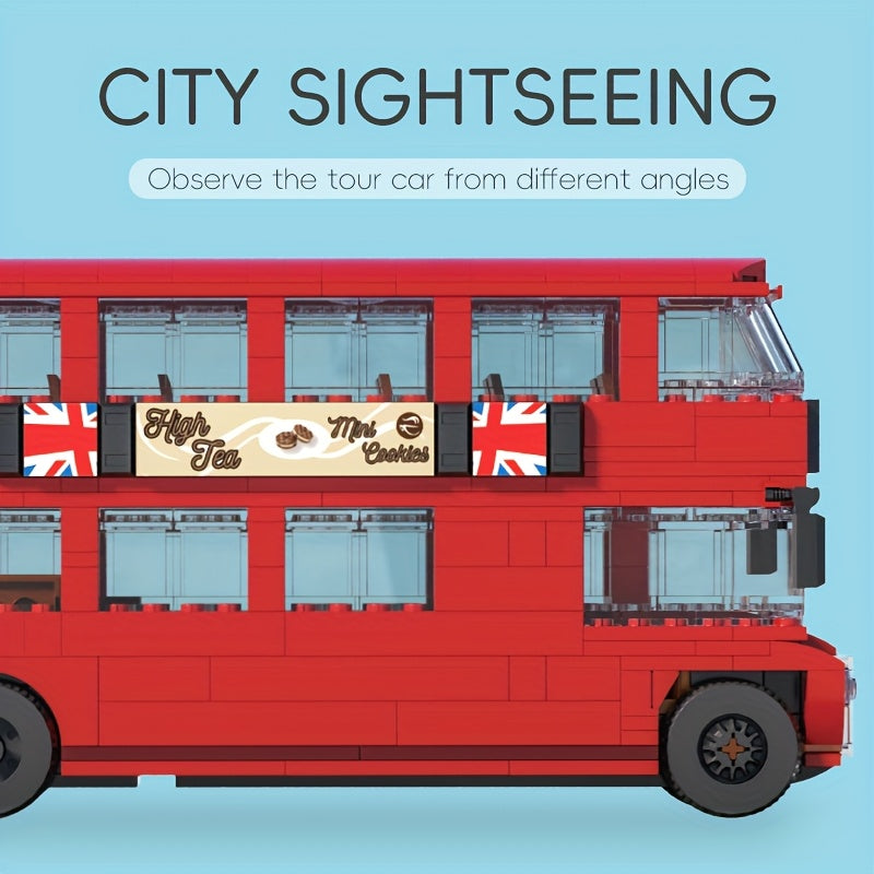 Vintage Double Decker Bus Building Blocks Set