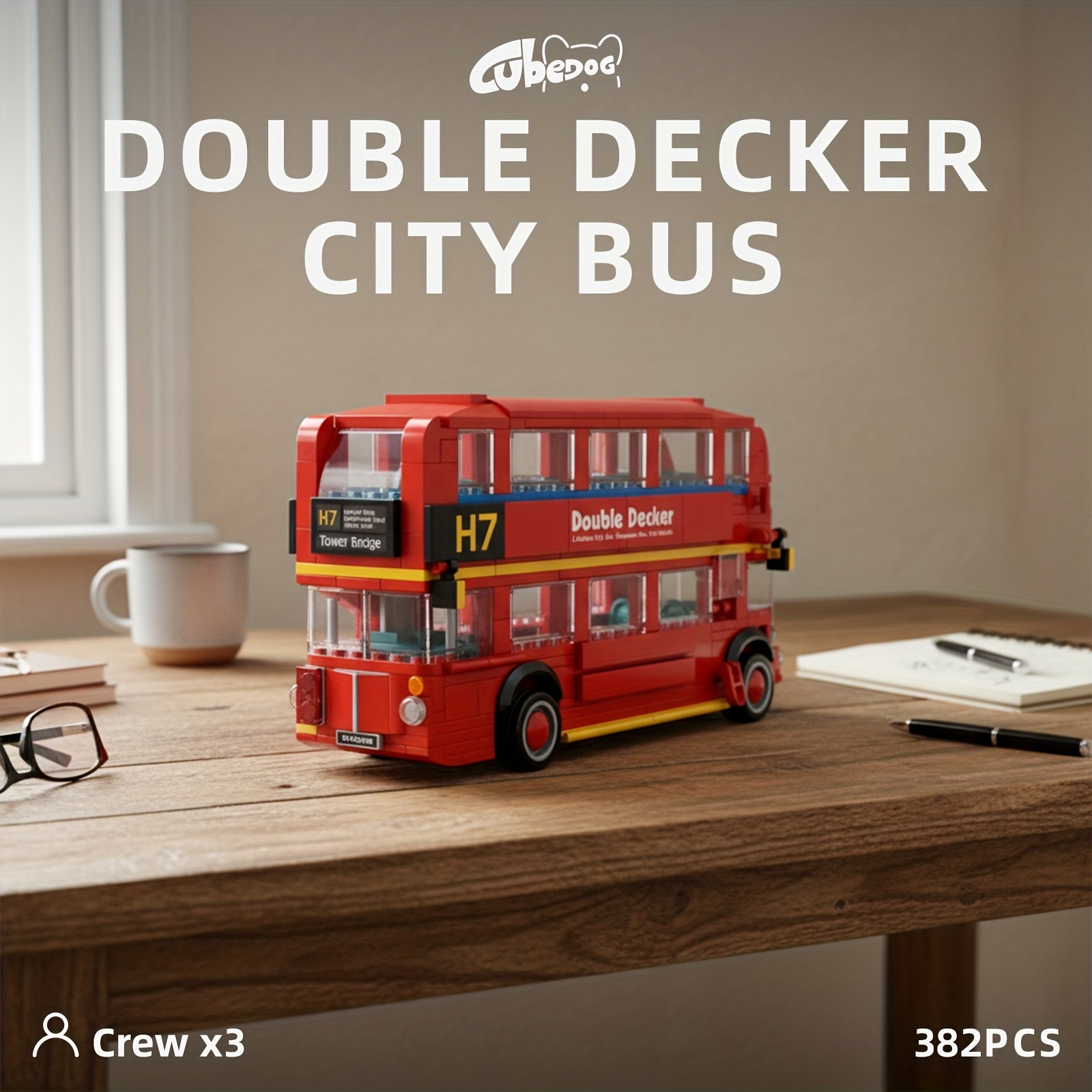 Red Vintage Double-Decker Bus Building Block Set, British Style Classic City Bus Model, City Traffic Series, Includes Three Passengers, Quick-Release Design to Show, Interior Details, Educational Toy For Kids, Car Enthusiast Collectible Display