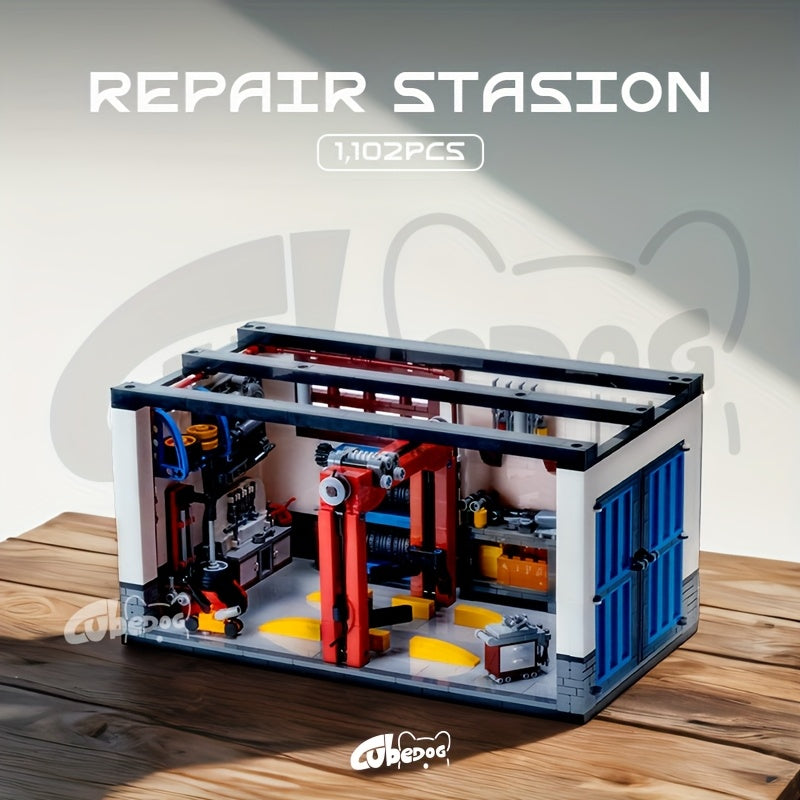 1002pcs Mini Sports Car Garage Building Blocks Set, MOC Scene can be matched with mini JDM 8-Bricks car model, DIY Car repair miniature toys, suitable for car enthusiasts collection, holiday gifts