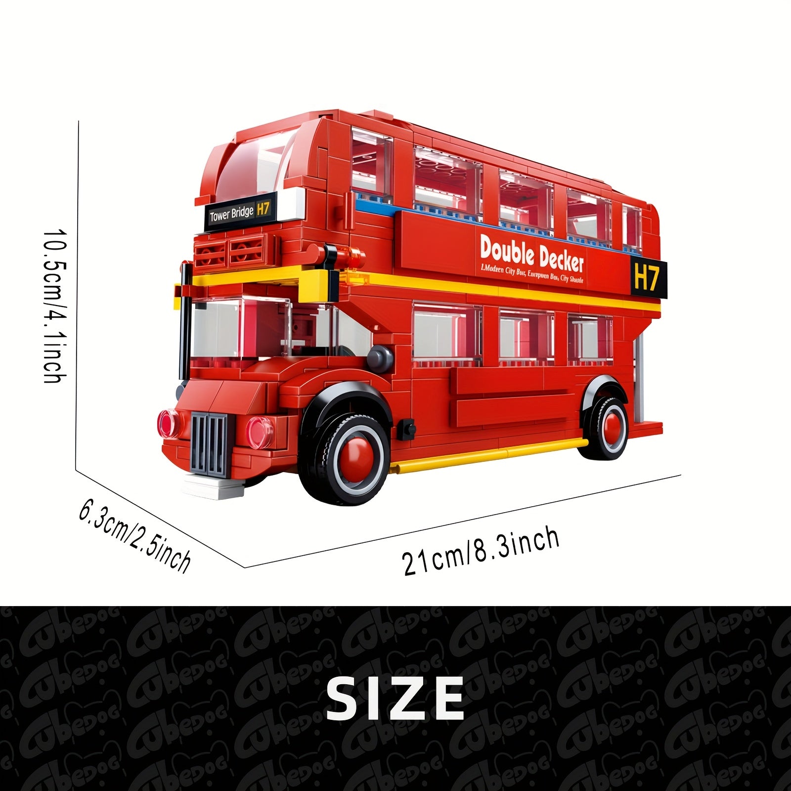 Red Vintage Double-Decker Bus Building Block Set, British Style Classic City Bus Model, City Traffic Series, Includes Three Passengers, Quick-Release Design to Show, Interior Details, Educational Toy For Kids, Car Enthusiast Collectible Display