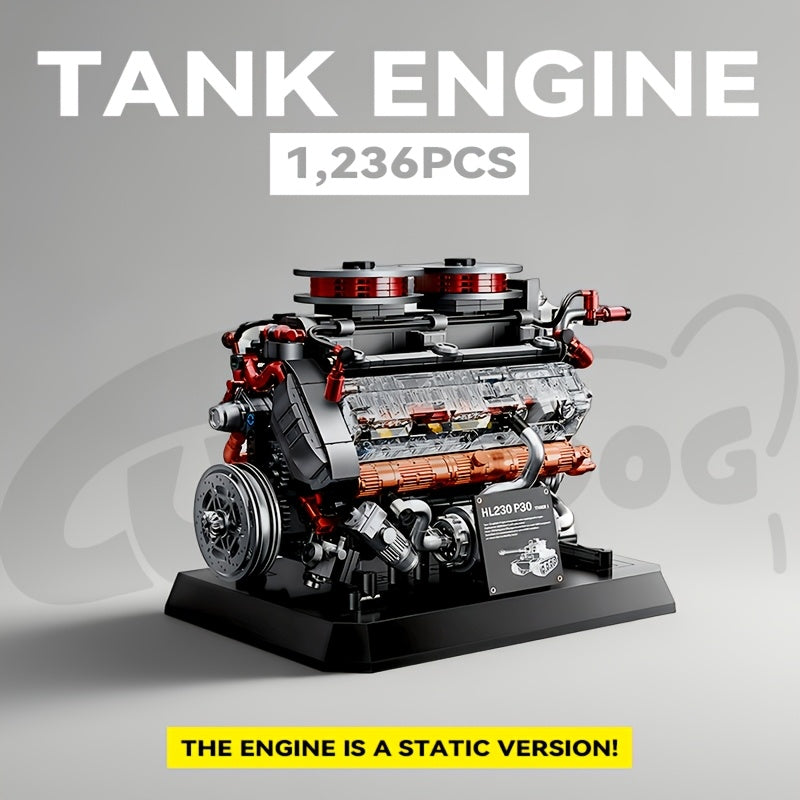 Tiger Tank Engine HL210 P30 Static Version Building Block Model Set, Tank Engine Engine Building Block Model Toy