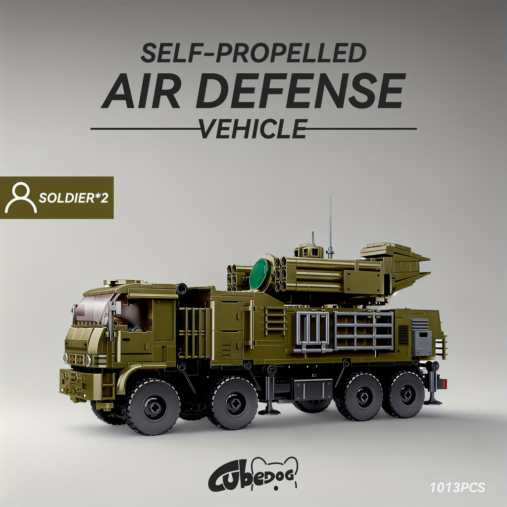1013pcs Self-Propelled Anti-Aircraft Missile System Building Set with 2 Soldiers, Military Truck & Missile Launcher - Realistic 4WD RC-like Model Kit for & s, Collectible Army Toy Gift for & (Military Enthus