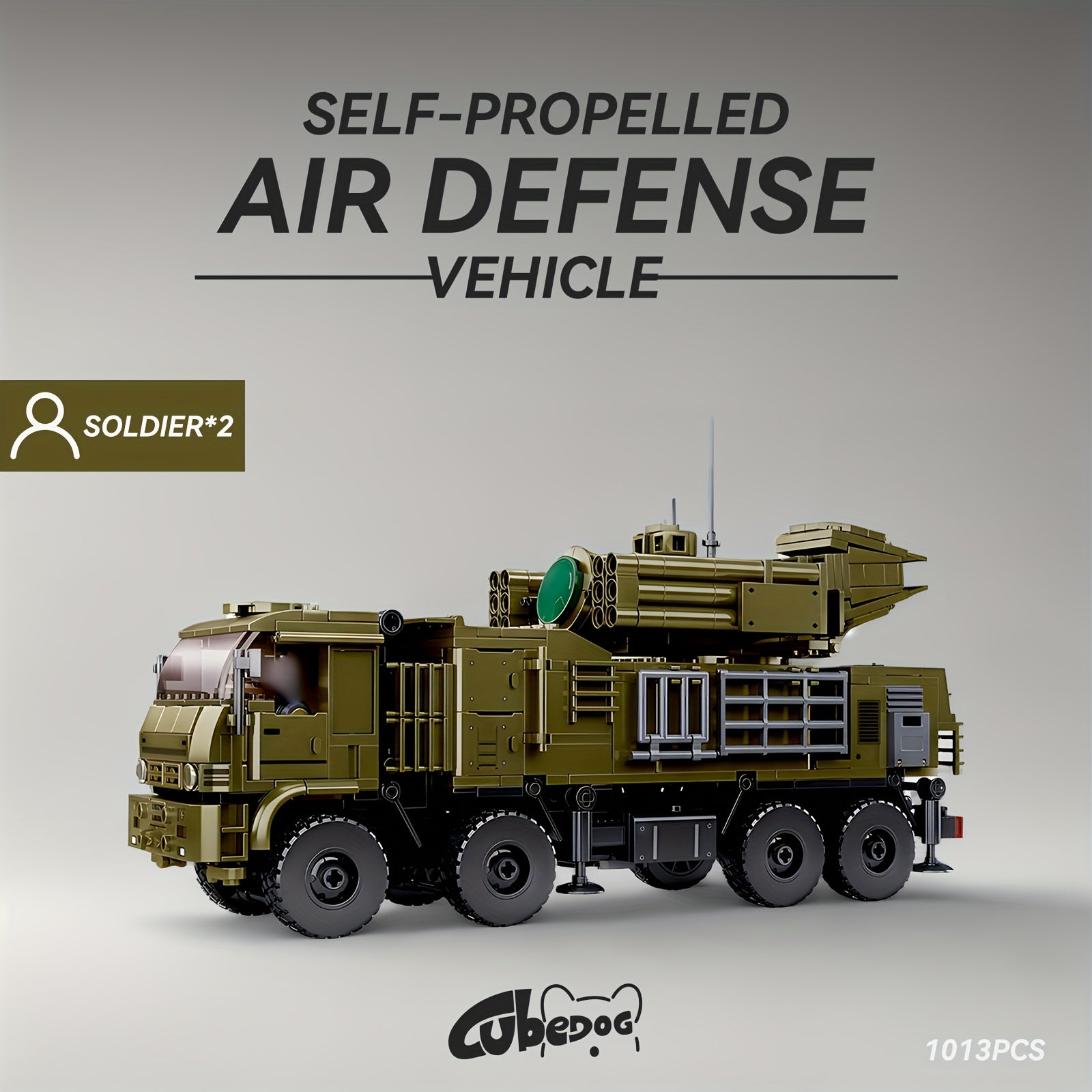 1013pcs Self-Propelled Anti-Aircraft Missile System Building Set with 2 Soldiers, Military Truck & Missile Launcher - Realistic 4WD RC-like Model Kit for & s, Collectible Army Toy Gift for & (Military Enthus