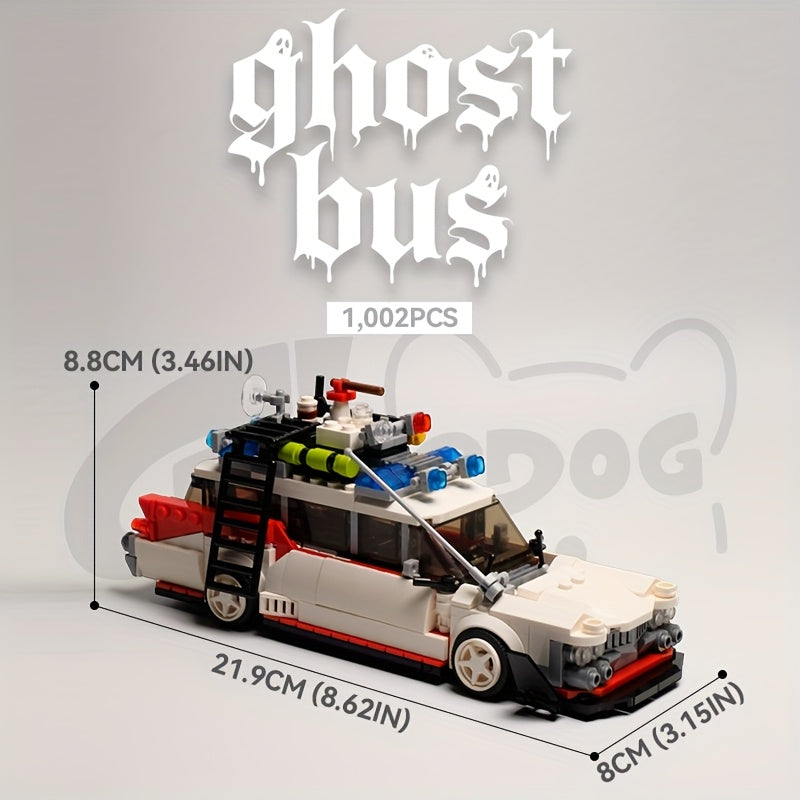 Halloween Ghost Hunters Ghost Adventure Bus Building Block Set, Holiday Travel Big Buster Racing Eight-Grid Car Toy Model, Classic Popular Movie And TV Series Themed Christmas Gift for Adult Fans, 1002pcs