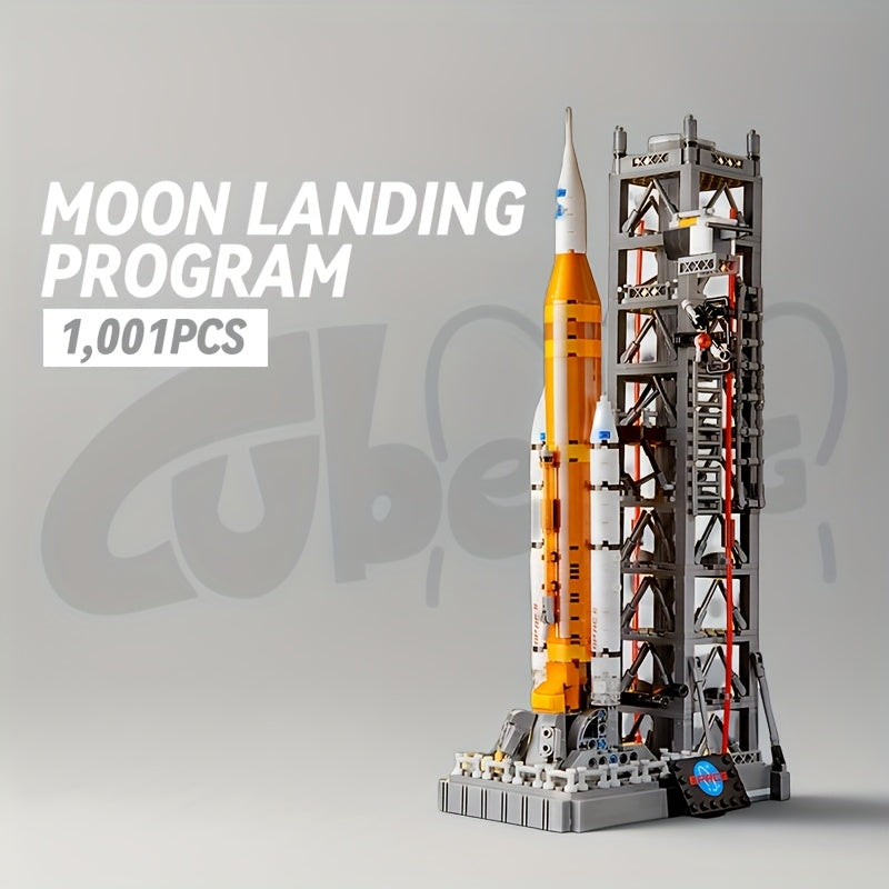 Moon Landing Rocket Building Block Set, for SATURN V Launch Platform Model, Space Exploration Spacecraft Toy, NASA Astronomy Enthusiast Gift, 1001pcs