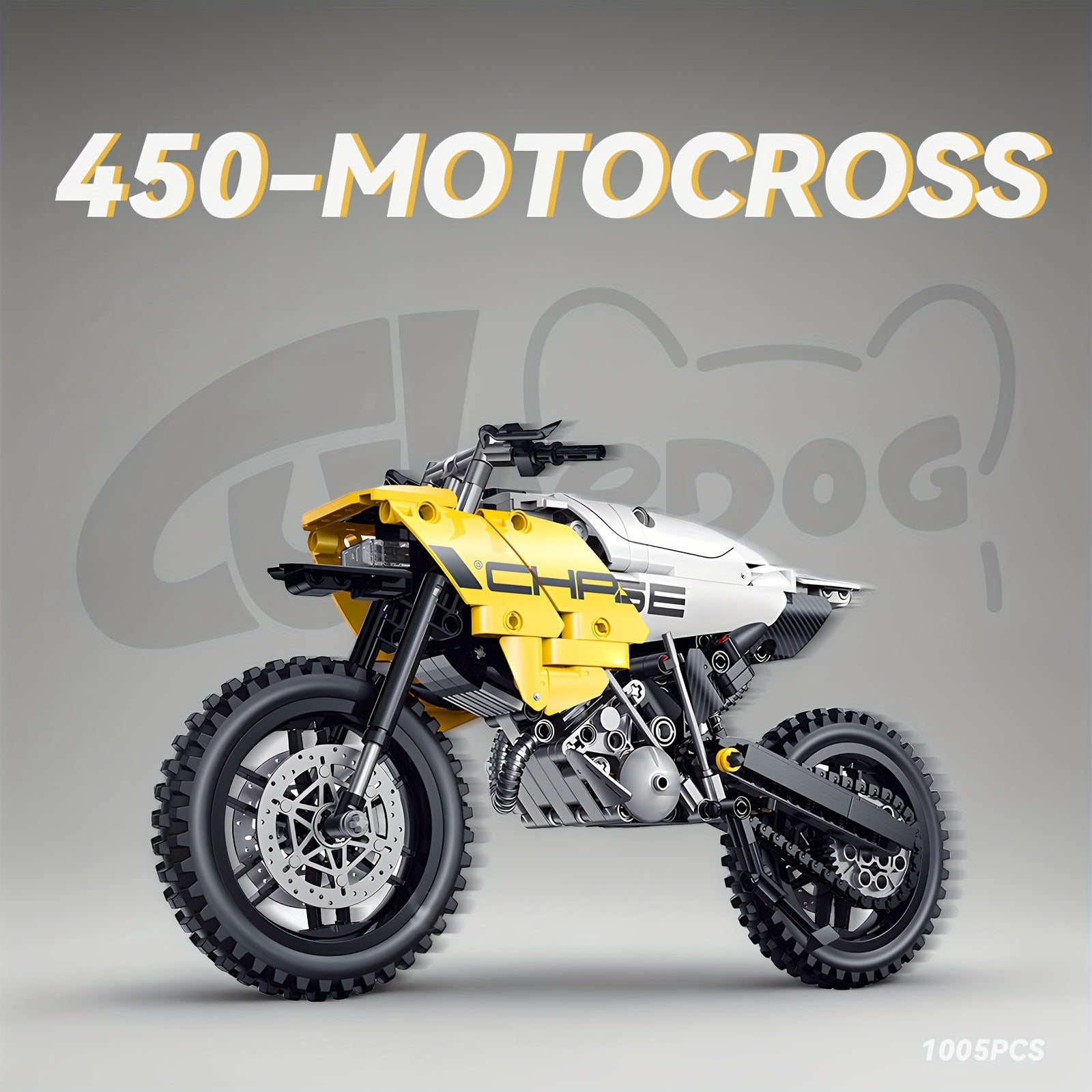 1:8 Scale 450-MOTOCROSS Off-Road Motorcycle Building Block Set - Realistic Motorcycle Model with Chain Drive, Durable ABS Construction
