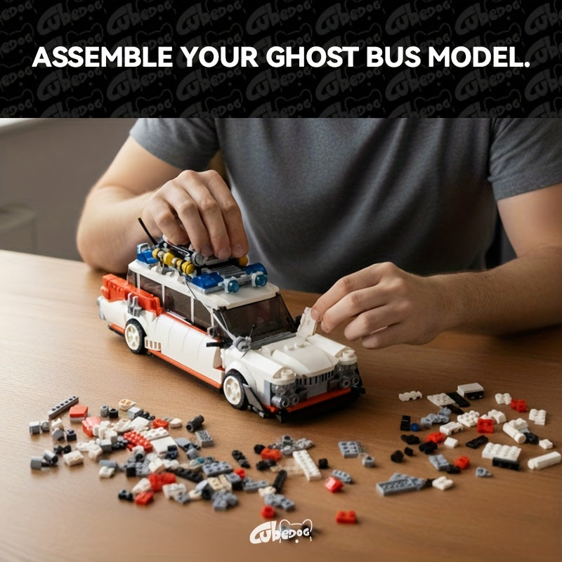 Halloween Ghost Hunters Ghost Adventure Bus Building Block Set, Holiday Travel Big Buster Racing Eight-Grid Car Toy Model, Classic Popular Movie And TV Series Themed Christmas Gift for Adult Fans, 1002pcs