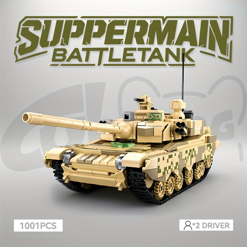 Super Main Battle Tank Building Block Set, Military Series No.99 Armored Vehicle Creative Assembly Model Toy, Includes Two Soldiers, Holiday Gift for Adult Military Enthusiasts, And Collectors, Desktop Home Decoration, Military Model
