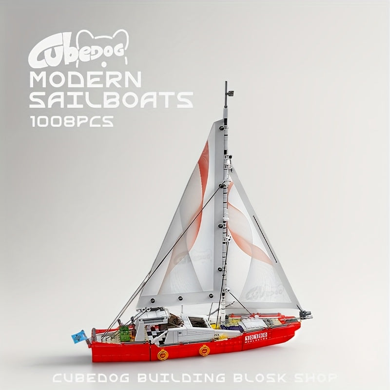 1008pcs modern sailboat building block set, nautical series model, adult model toys, outdoor vacation yacht decorative ornaments, suitable for boat enthusiasts collection gift, Easter Christmas gift