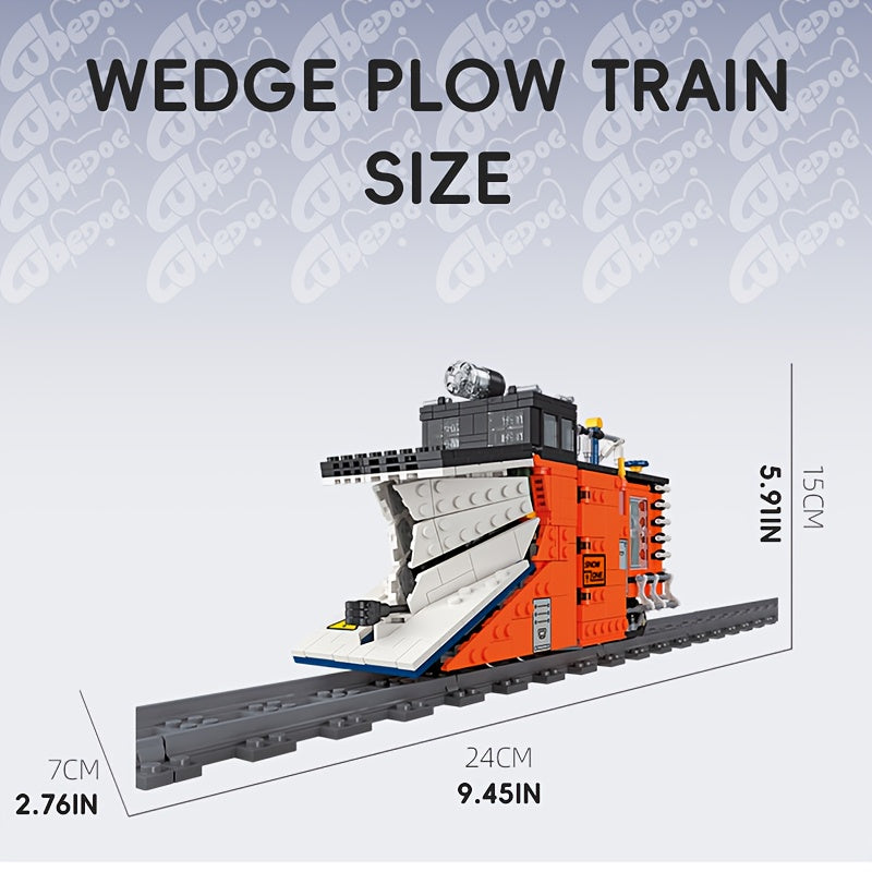 1020pcs Large-Scale Snow Plow Train Building Block Set with Steam Locomotive, Snow Shovel & Snow Blower - Realistic Winter Railway Model with Opening Doors