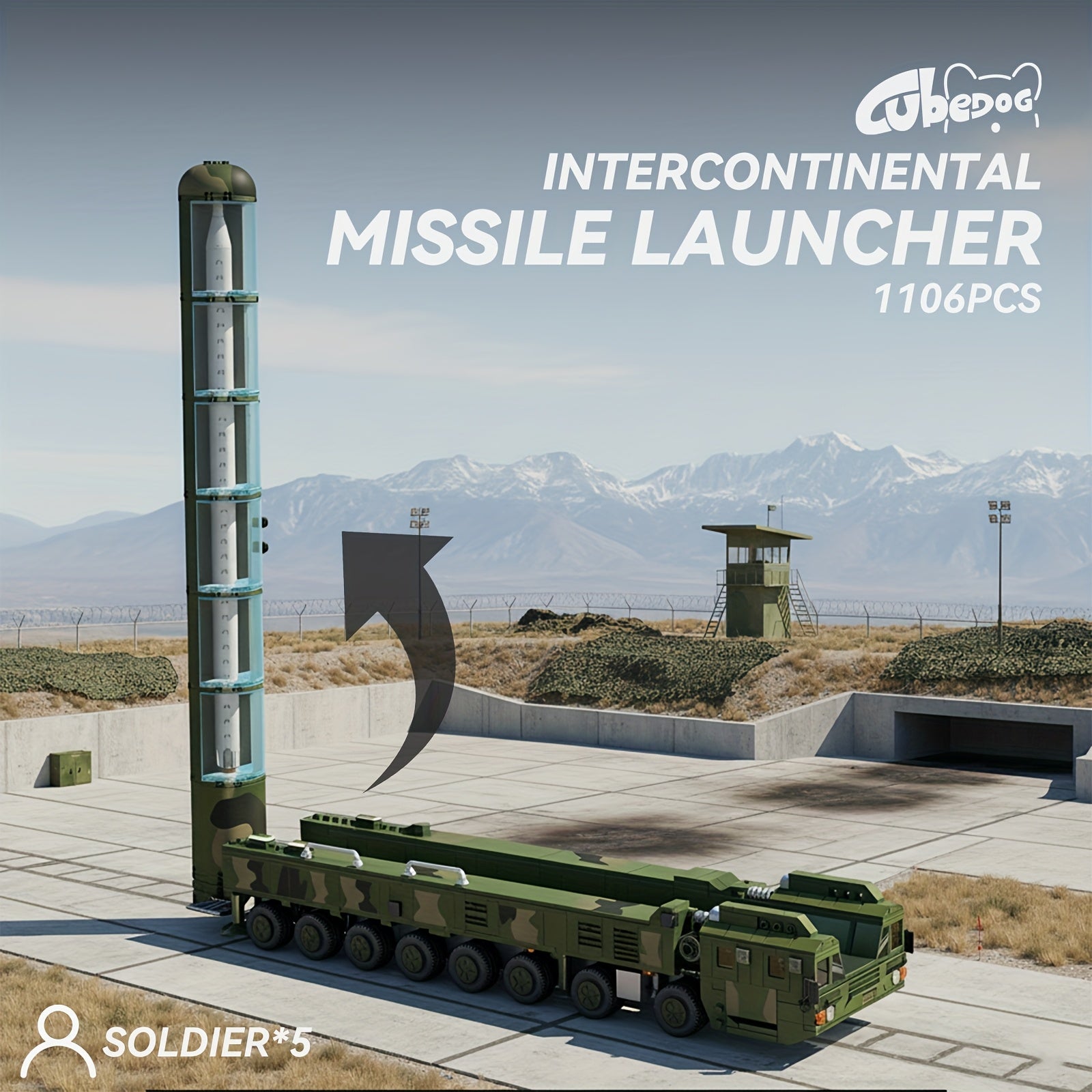 2025 New Intercontinental Missile Launch Vehicle Building Block Set - 49cm Large Military Heavy Truck Model with 5 Soldiers & Simulated Launch, Collectible Christmas Gift For Military Enthusiasts
