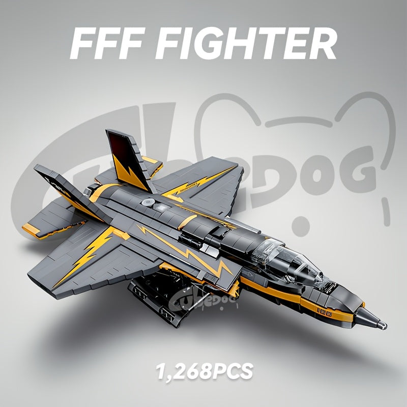 1260pcs+ American Classic F Series 35th Fighter Jet Building Blocks Set, Military-Themed Airplane Toy, Adult Military Enthusiast Collectible Display, Easter Christmas Holiday Gift