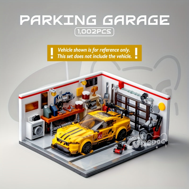1002pcs Mini Sports Car Garage Building Blocks Set, MOC Scene can be matched with mini JDM 8-Bricks car model, DIY Car repair miniature toys, suitable for car enthusiasts collection, holiday gifts
