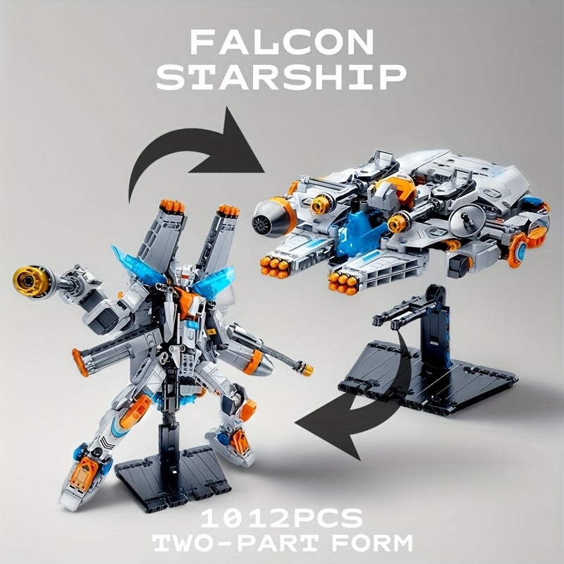 1012pcs Falcon Starship Building Blocks Set, Changeable Form Model, Starship Toys, Space Fighter Home Decorations for Starship Lovers Collection, Easter Christmas and Birthday Gifts