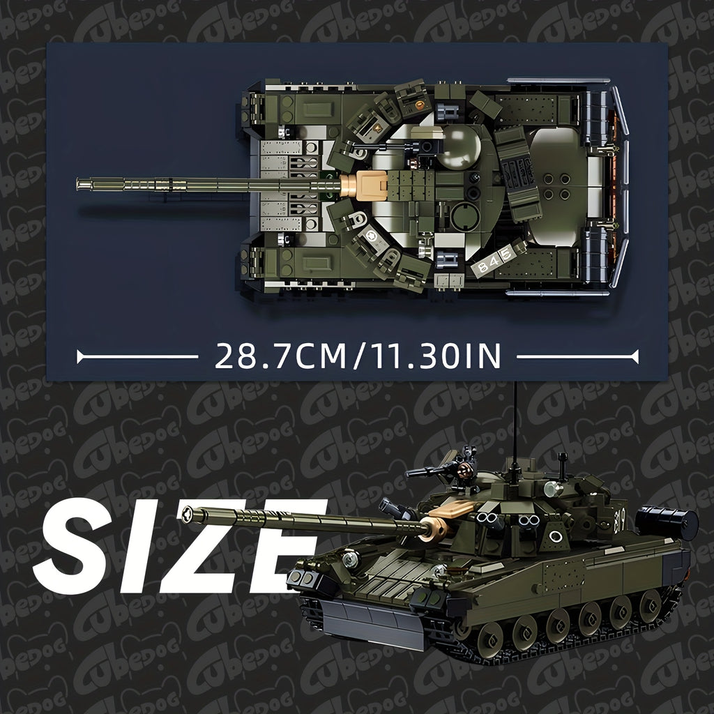 1004pcs T80 Modern Heavy Main Battle Tank Building Blocks Set - 2-in-1 Transformable Military Model with Soldiers, Large-Scale Armored Vehicle Toy, Realistic Replica for & Collectors, Christmas Gift (Military Green, 1004pcs)