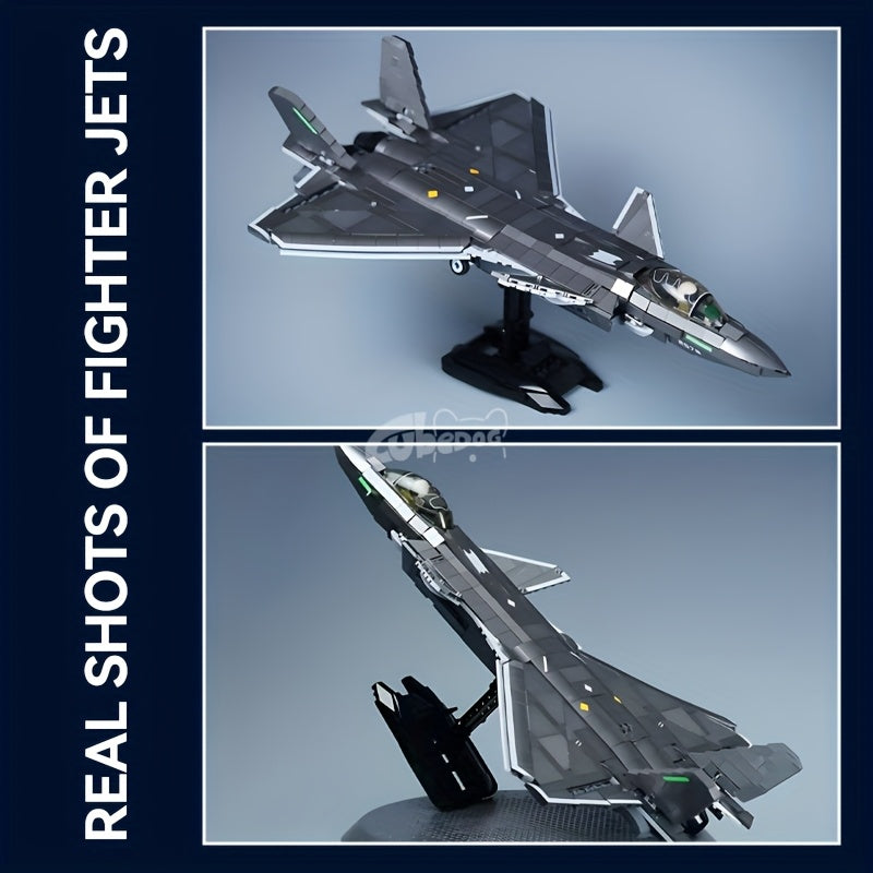 Z20 Fifth-Generation Stealth Fighter Building Block Set - Military-Themed Aircraft Assembly Model Toy with Pilot Figure, 1007pcs, Detailed Aircraft Design, Home Collection Desktop Decor, Military Gifts, Home Decor Item, Realistic Aircraft Model