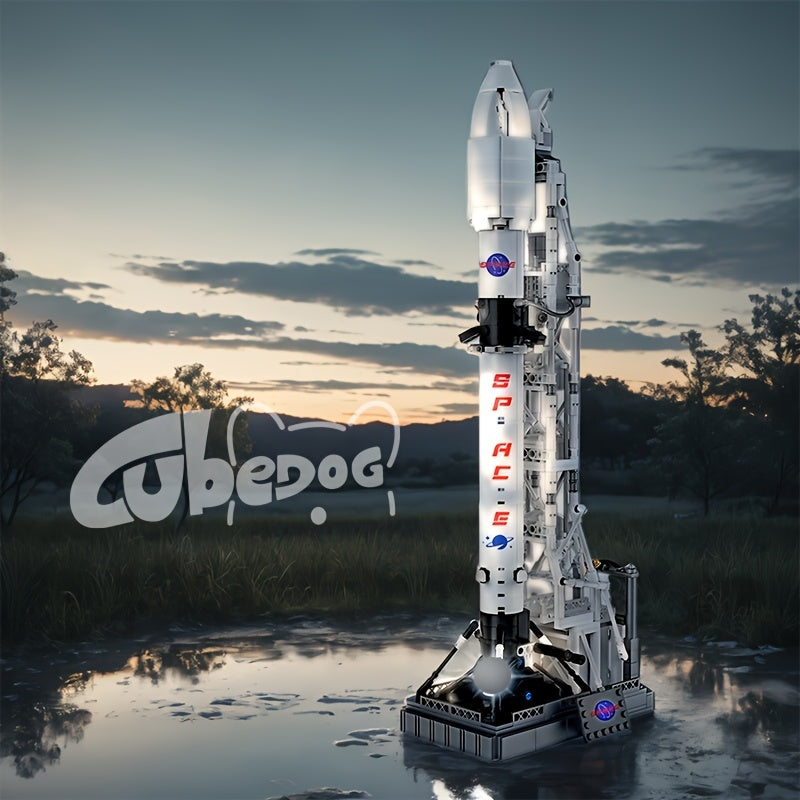 Space Rocket X Building Set, Apollo Moon Landing Program Rocket Launch Platform Model, Space Shuttle Saturn V Toy NASA Astronomer Collectible Gift, 1000+pcs
