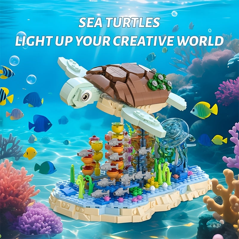 Turtle Reef Fantasy Building Blocks Set, 1000+pcs Marine Plant Models, Adult Collection Creative Toy Set