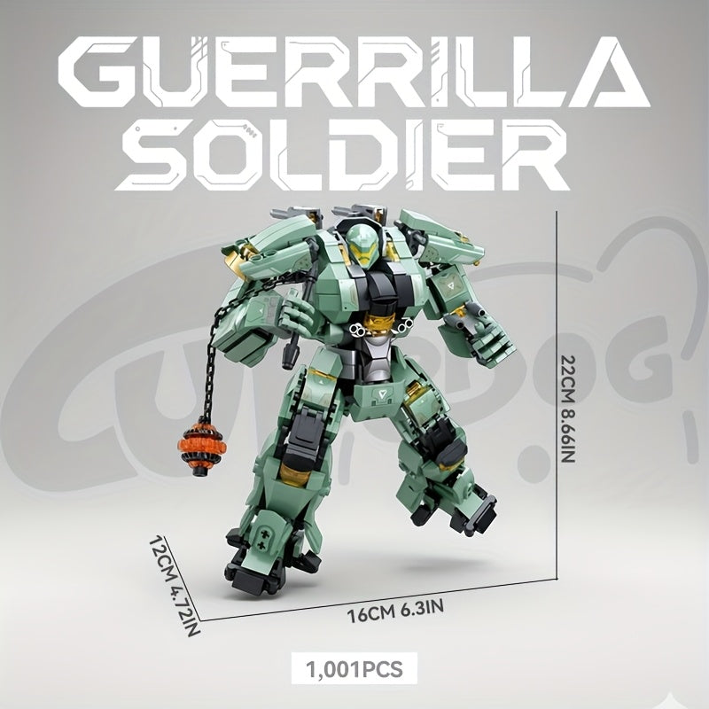 1001pcs Guerrilla Warrior Mecha Building Set - Large-Scale Sci-Fi Robot Model Kit with Movable Parts, Challenging Assembly Toy for & s, Birthday/Christmas Gift, Home Display, Compatible with Other Sets (Compatible List