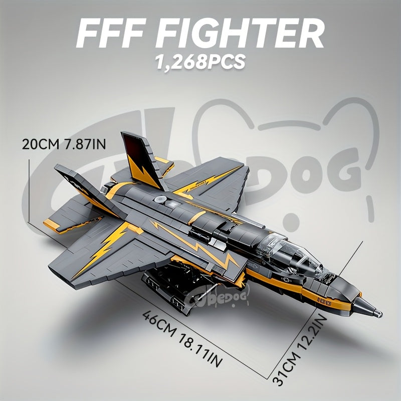1260pcs+ American Classic F Series 35th Fighter Jet Building Blocks Set, Military-Themed Airplane Toy, Adult Military Enthusiast Collectible Display, Easter Christmas Holiday Gift