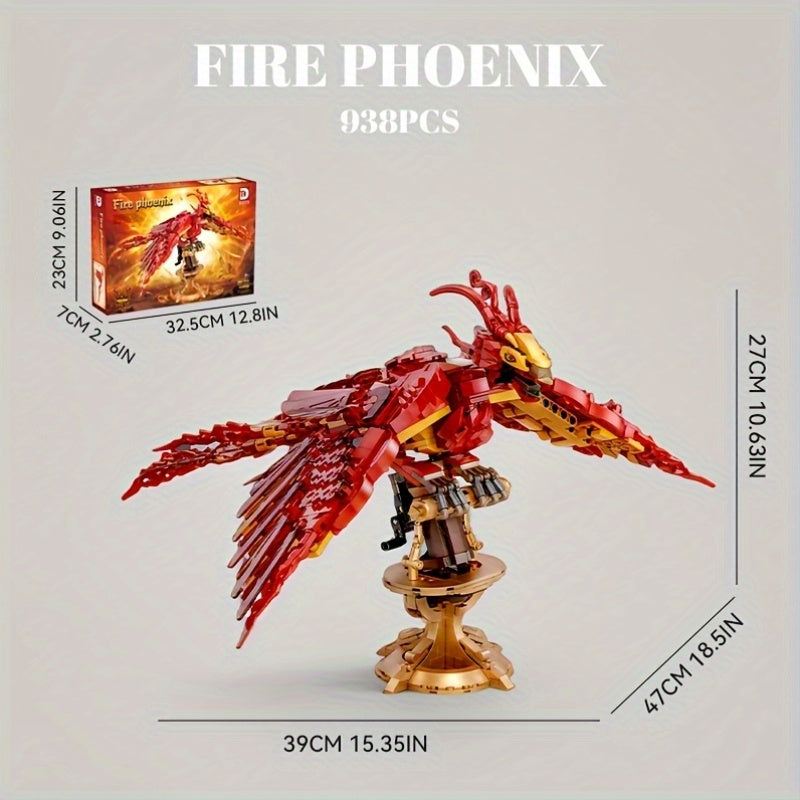 938pcs Fire Phoenix Building Blocks Model Set, Fairy Tale Series Toy, Neverland Model, Movie Fox, Suitable for Collection, Gift Giving, Easter, Christmas, Holiday Gifts and Birthday Gift