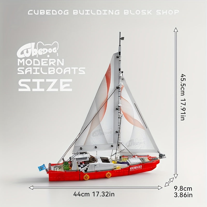 1008pcs modern sailboat building block set, nautical series model, adult model toys, outdoor vacation yacht decorative ornaments, suitable for boat enthusiasts collection gift, Easter Christmas gift