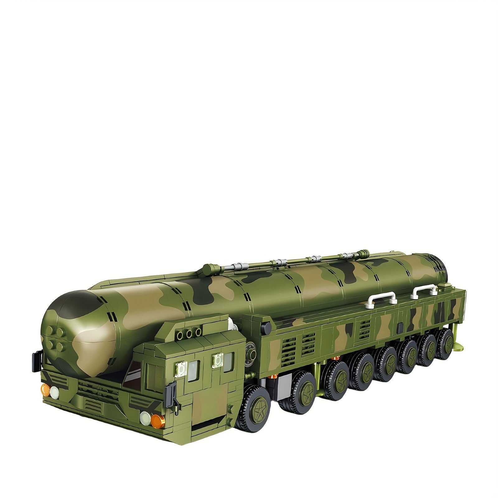 2025 New Intercontinental Missile Launch Vehicle Building Block Set - 49cm Large Military Heavy Truck Model with 5 Soldiers & Simulated Launch, Collectible Christmas Gift For Military Enthusiasts