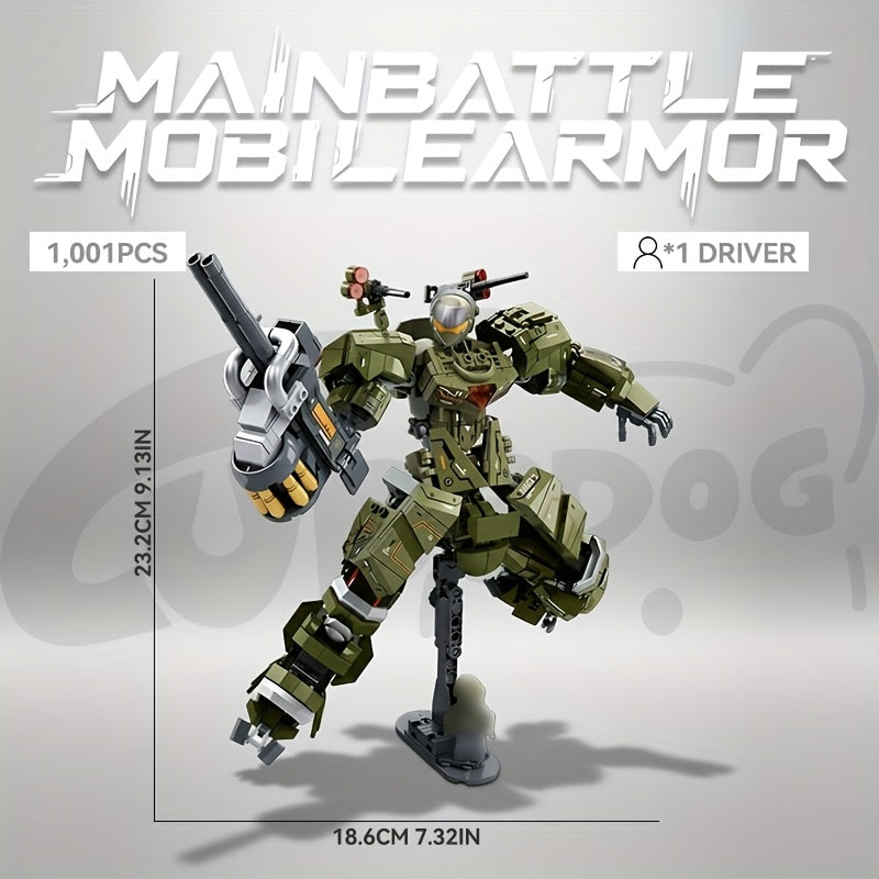 Main Battle Mobile Armor Building Block Se, Mecha Model Creative Toy, Christmas Halloween Gift, Collectible Home Desktop Decoration, 1001pcs, Collectible Display Piece, Main Battle Armor, Sci-Fi Collectible, Robot Aesthetic, High-Precision Bricks