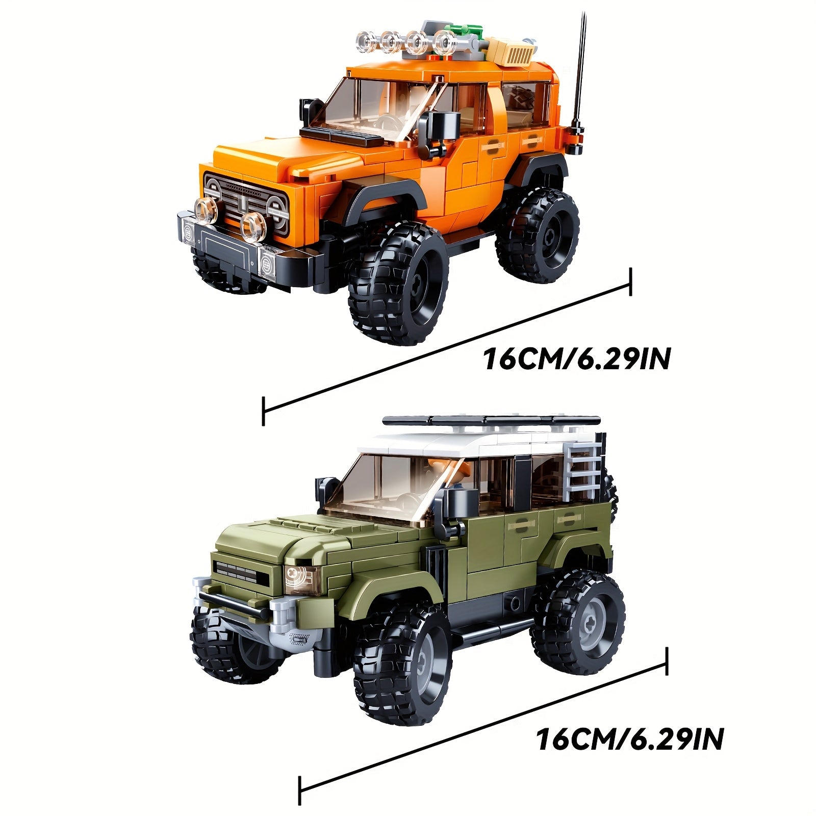 2in1 Jungle Off-Road Vehicle Building Block Set with 2 Drivers - Green & Orange Dinosaur Forest Exploration Car Toy Model, 1001pcs, ABS Material, Perfect for Adult Car Enthusiasts, Christmas Gift, Vehicle Building Blocks | Dinosaur Theme | Detailed