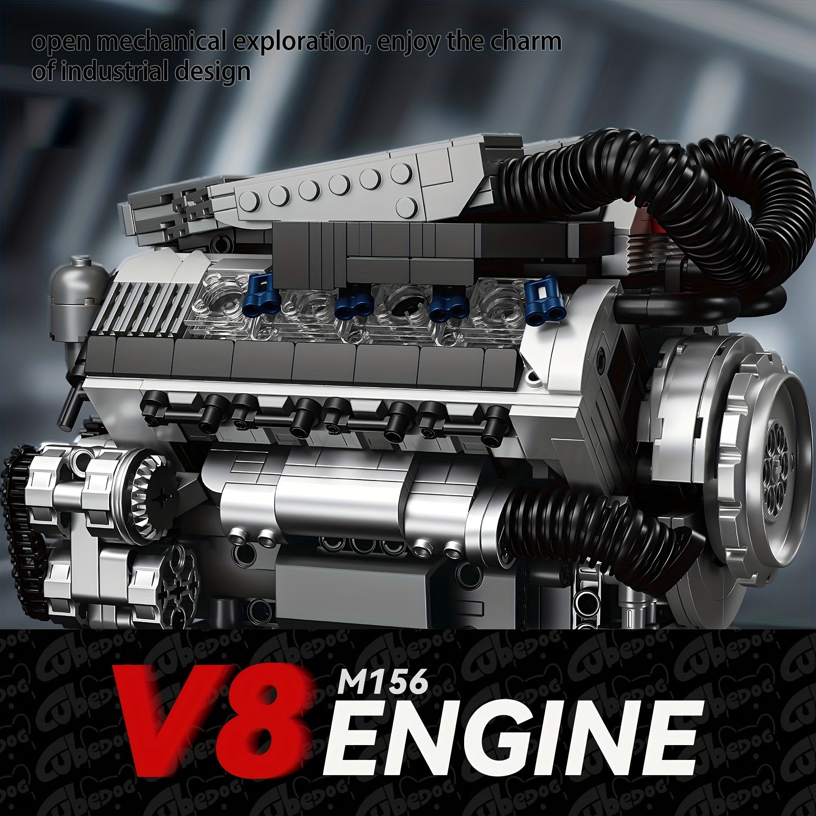 1005pcs V8 Engine Building Set - M156 V8 Car Engine Model Kit with Pistons, Turbo/Supercharger Compatible-Like (Not Included), Realistic 8-Cylinder Assembly Toy for Adults &, STEM Gift for Car Enthusiasts & Collect