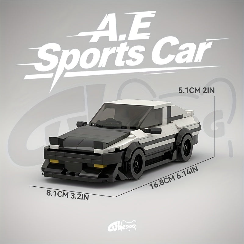 Classic Black and White JDM Sports Car Building Block Toy - Iconic Movie Car Body Design, Durable ABS Material, Perfect for Car Enthusiasts & Collectors