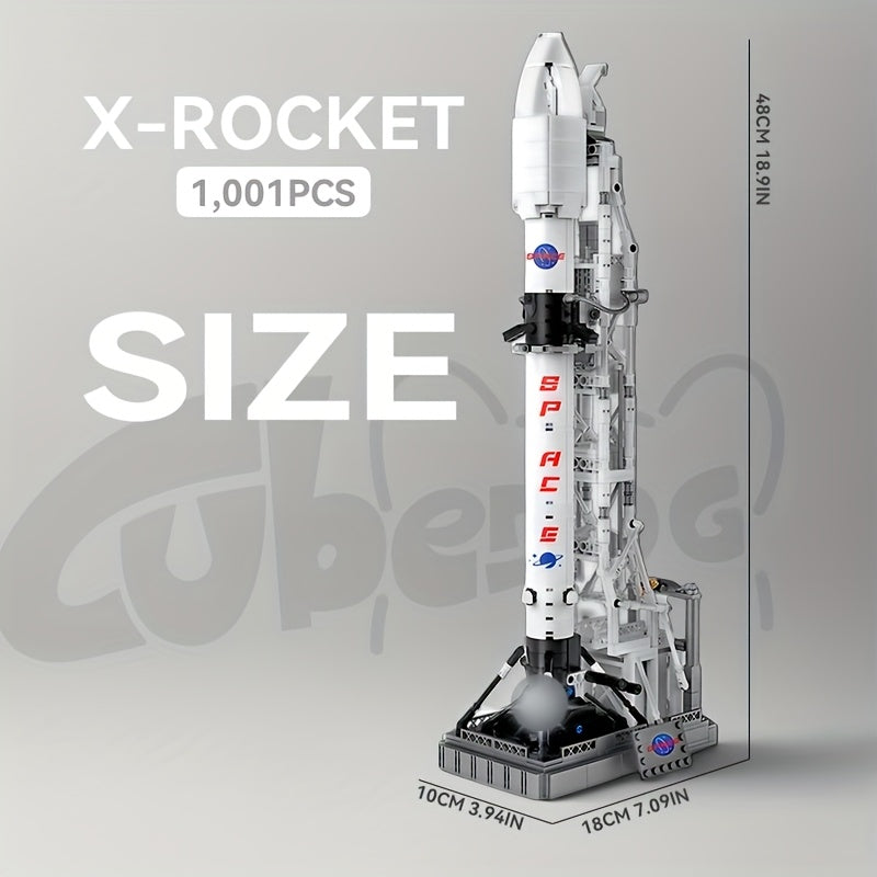 Space Rocket X Building Set, Apollo Moon Landing Program Rocket Launch Platform Model, Space Shuttle Saturn V Toy NASA Astronomer Collectible Gift, 1000+pcs
