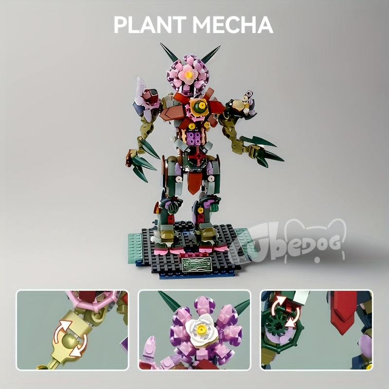 1001pcs Transformable Potted Plant Mecha Building Block Set - Creative Assembly Model Toy with Vibrant Colors, Detailed Design, Ideal for Office & Home Decor, Holiday Gift For Christmas & Halloween, Plant Decorations, Best For Christmas