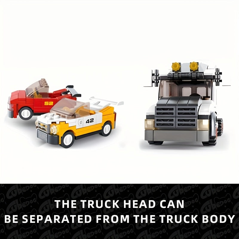 1006pcs 4-in-1 Racing Truck & Trailer Building Set with 4 Drivers, Interchangeable Trailers & Separating Truck Design - Large-Scale Model Toy for Adults &, Realistic Car Assembly Kit, Christmas Gift for Car Enthusiasts