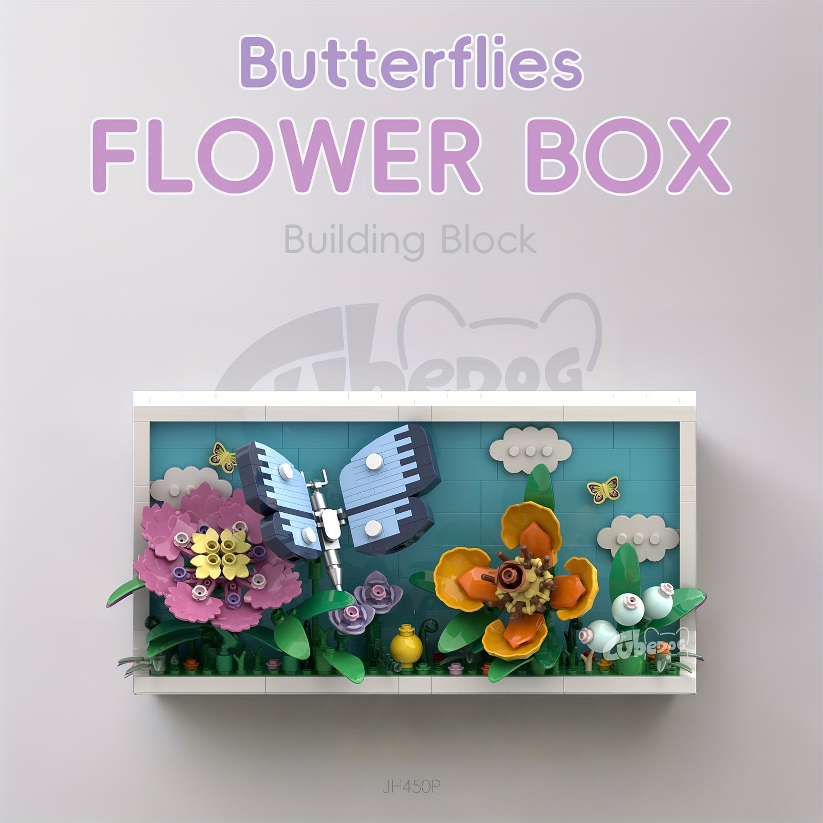 Butterfly Immortal Flower Box Building Block Set, Artificial Flower Pot Model Toy, Adult Home Three-Dimensional Decorative Painting Ornaments, Valentine'S Day Gift, 1001pcs