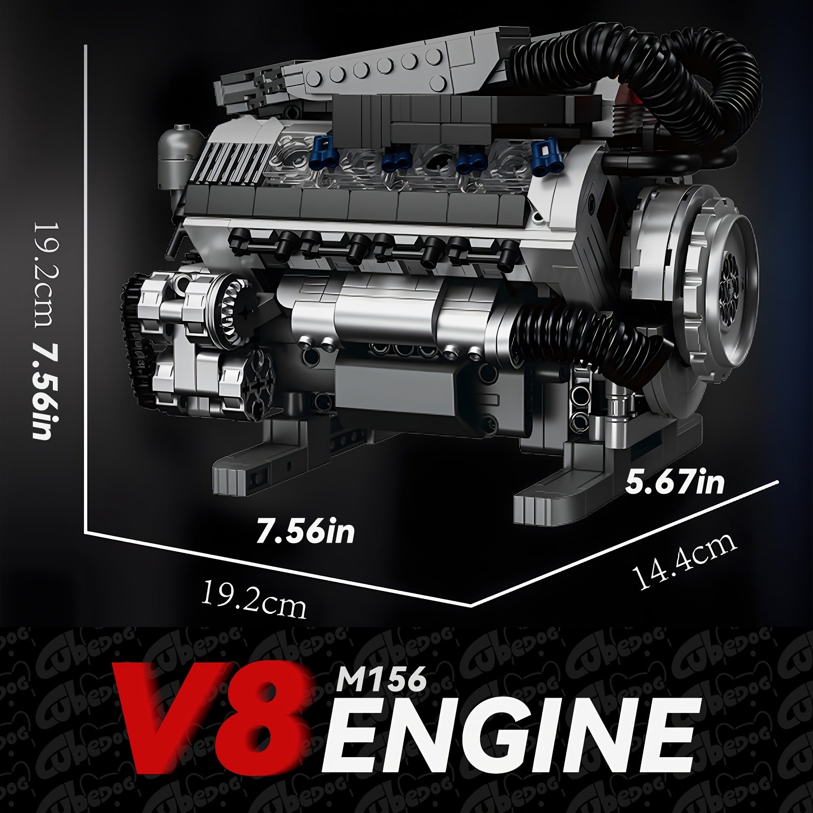 1005pcs V8 Engine Building Set - M156 V8 Car Engine Model Kit with Pistons, Turbo/Supercharger Compatible-Like (Not Included), Realistic 8-Cylinder Assembly Toy for Adults &, STEM Gift for Car Enthusiasts & Collect
