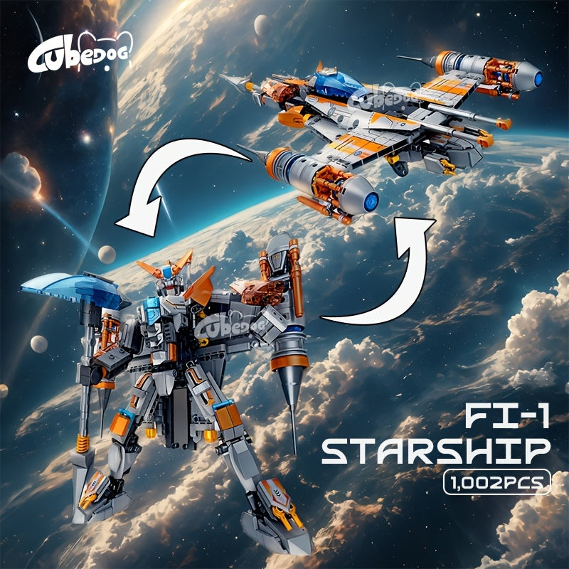 1002pcs FL1 Starship Building Blocks Set, Super Warrior Transformable Model, Starship Series Toy, Spacecraft Mech Ornament, Suitable for Enthusiasts and Collectors, Christmas and Birthday Gift