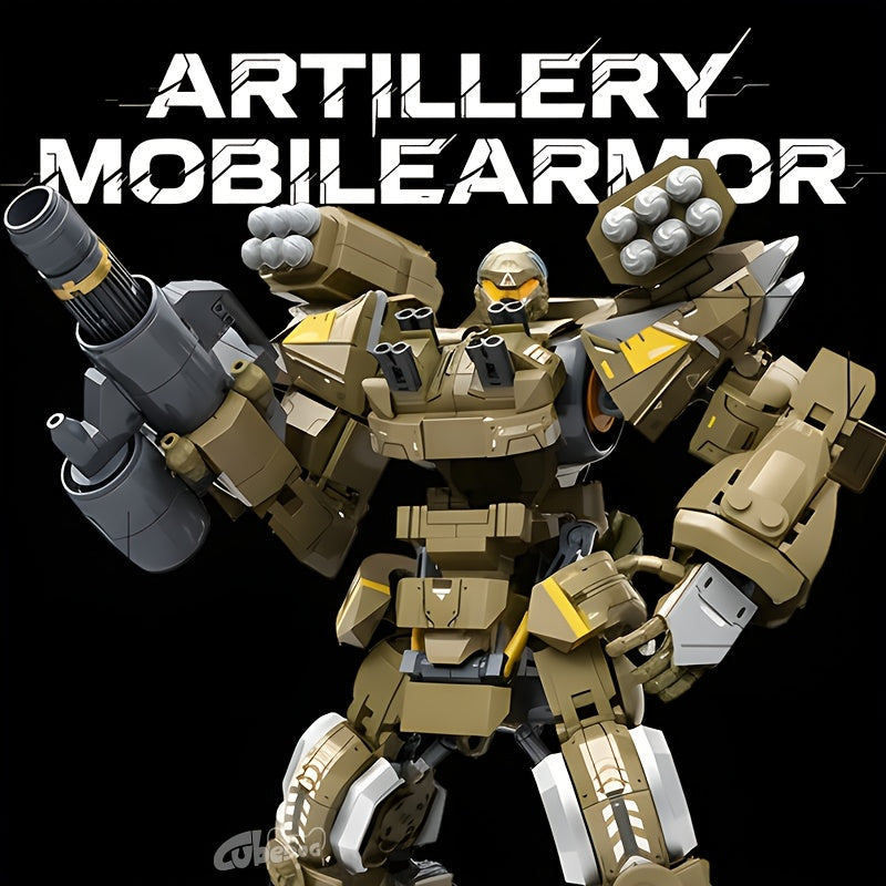 1001pcs Artillery Mobile Armor Building Block Set - Mecha Model Kit with 8+1 Driver, Detailed Armor & Weaponry, ABS Resin, Mixed Colors, Perfect for Home Decor, Christmas, Halloween, And Birthday Gifts, Mecha Model Kit, Superhero Theme