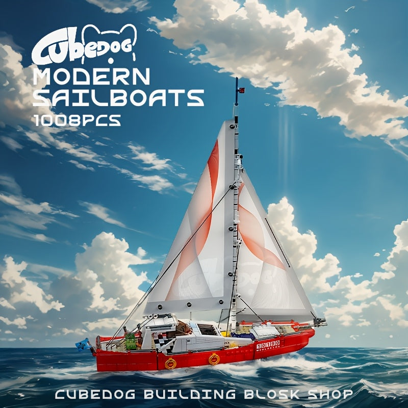 1008pcs modern sailboat building block set, nautical series model, adult model toys, outdoor vacation yacht decorative ornaments, suitable for boat enthusiasts collection gift, Easter Christmas gift