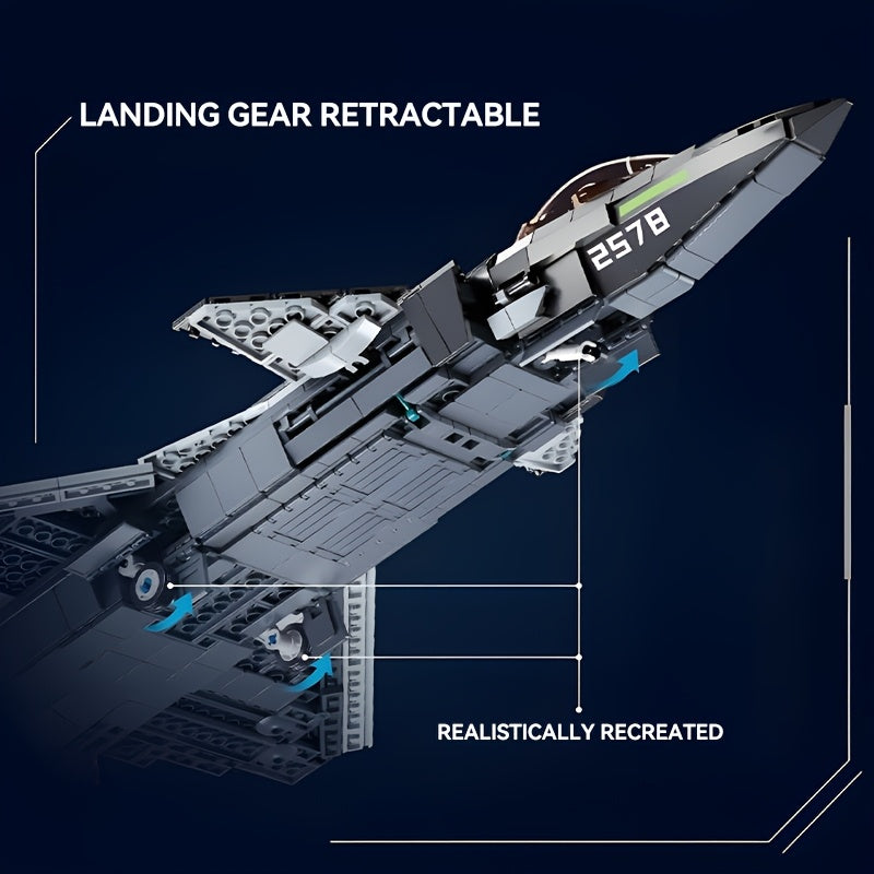 Z20 Fifth-Generation Stealth Fighter Building Block Set - Military-Themed Aircraft Assembly Model Toy with Pilot Figure, 1007pcs, Detailed Aircraft Design, Home Collection Desktop Decor, Military Gifts, Home Decor Item, Realistic Aircraft Model