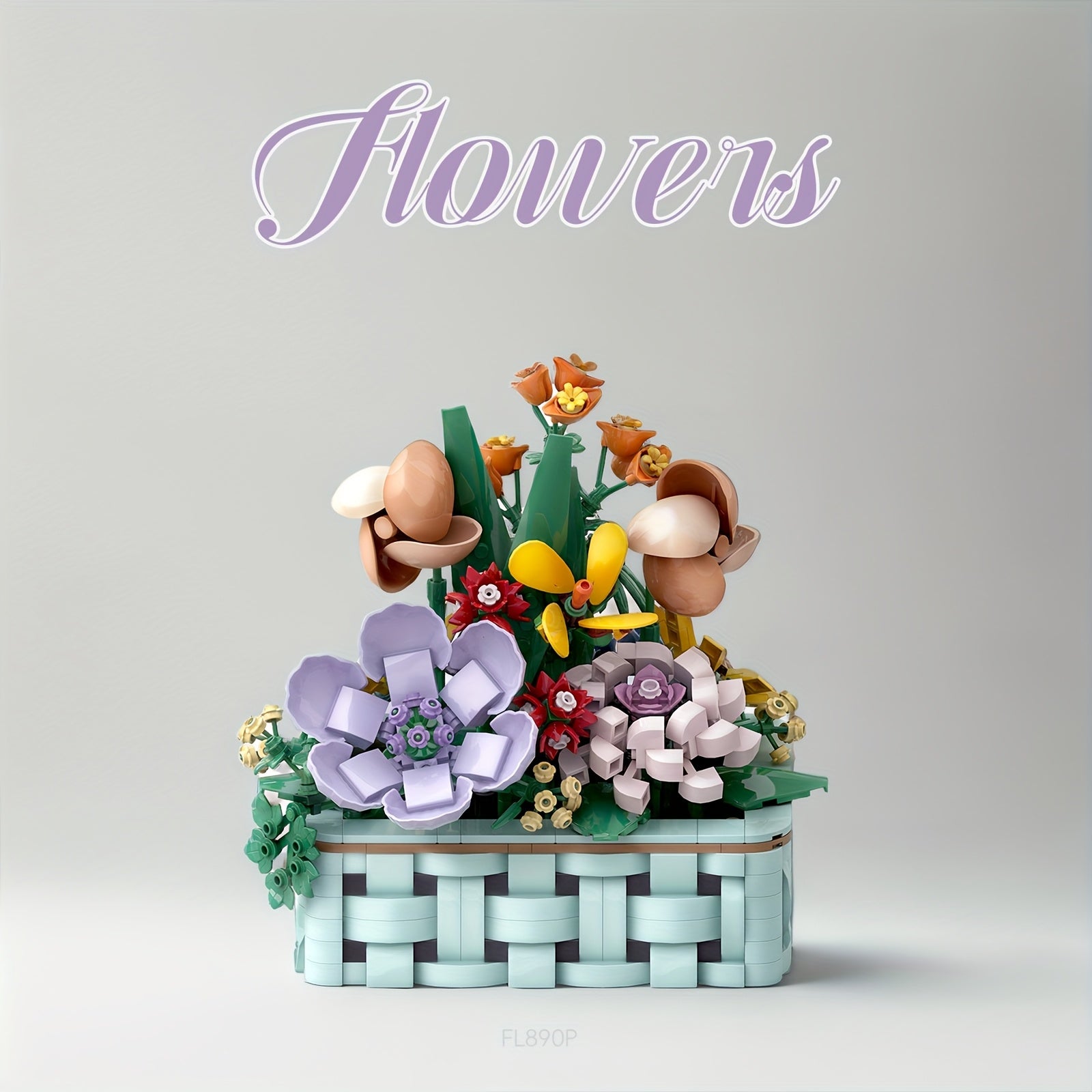 1000pcs Artificial Flower Potted Plant Building Blocks Set - Realistic Everlasting Flower Model Toy, Durable ABS Resin, Vibrant Mixed Colors, Home Decor & Collectible Gift for Adults, Flower Decorations, Decorative Display, Flower Building Block
