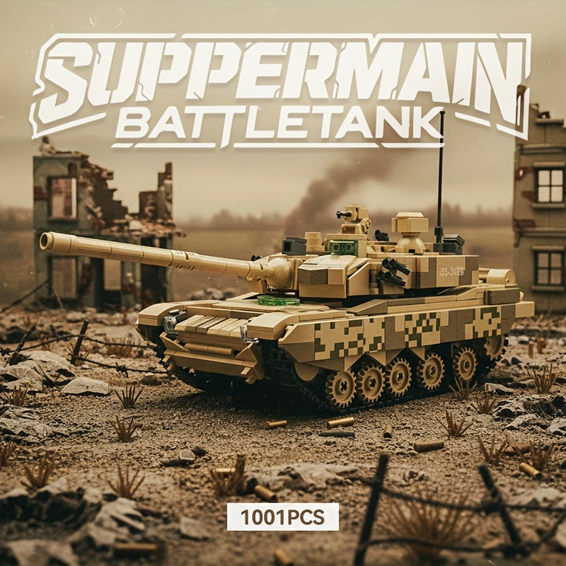 Super Main Battle Tank Building Block Set, Military Series No.99 Armored Vehicle Creative Assembly Model Toy, Includes Two Soldiers, Holiday Gift for Adult Military Enthusiasts, And Collectors, Desktop Home Decoration, Military Model