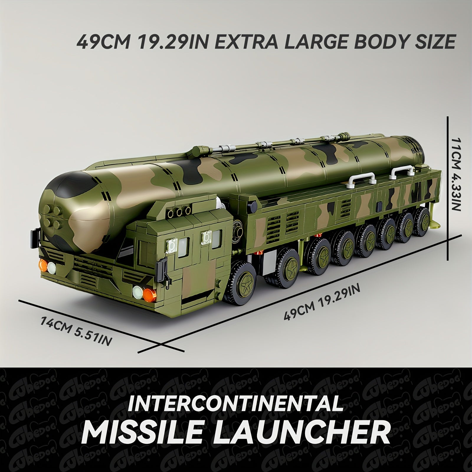 2025 New Intercontinental Missile Launch Vehicle Building Block Set - 49cm Large Military Heavy Truck Model with 5 Soldiers & Simulated Launch, Collectible Christmas Gift For Military Enthusiasts