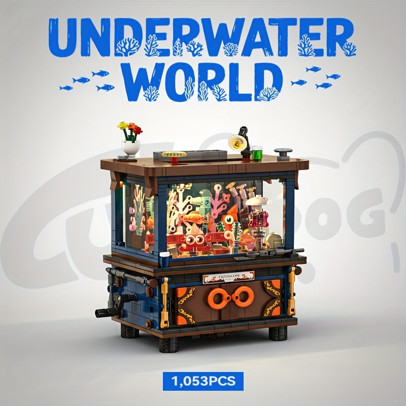 Creative Underwater World Fish Tank Building Blocks Set, Ocean Theme Tropical Aquarium Micro Scene DIY Model Toy Collection, Christmas Halloween Festival Gift, Desktop Home Decoration Ornament, 1001PCS