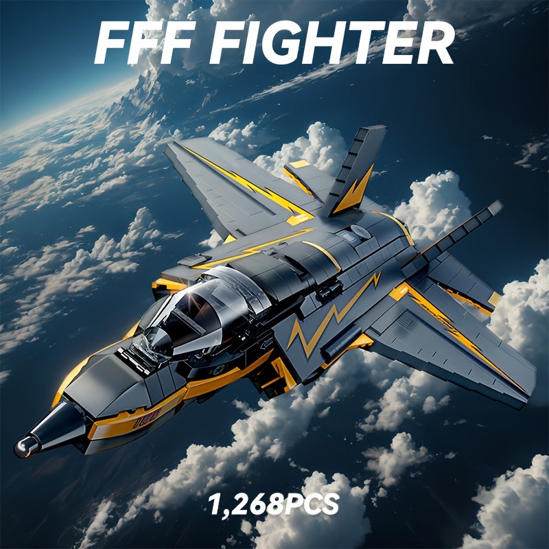 1260pcs+ American Classic F Series 35th Fighter Jet Building Blocks Set, Military-Themed Airplane Toy, Adult Military Enthusiast Collectible Display, Easter Christmas Holiday Gift