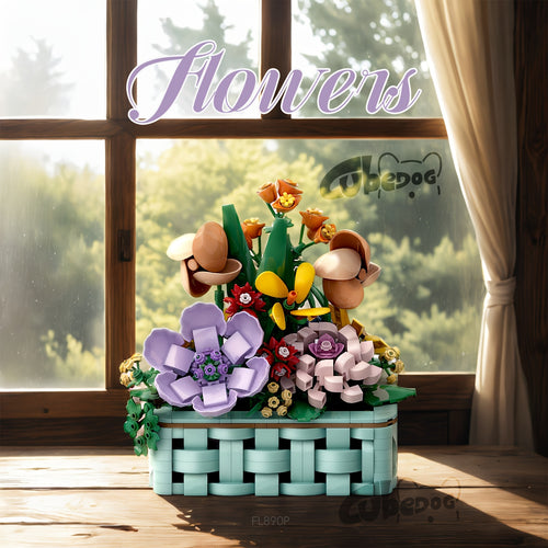 1000pcs Artificial Flower Potted Plant Building Blocks Set - Realistic Everlasting Flower Model Toy, Durable ABS Resin, Vibrant Mixed Colors, Home Decor & Collectible Gift for Adults, Flower Decorations, Decorative Display, Flower Building Block