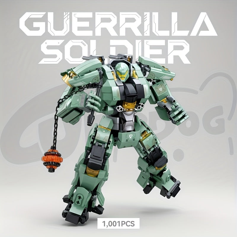 1001pcs Guerrilla Warrior Mecha Building Set - Large-Scale Sci-Fi Robot Model Kit with Movable Parts, Challenging Assembly Toy for & s, Birthday/Christmas Gift, Home Display, Compatible with Other Sets (Compatible List